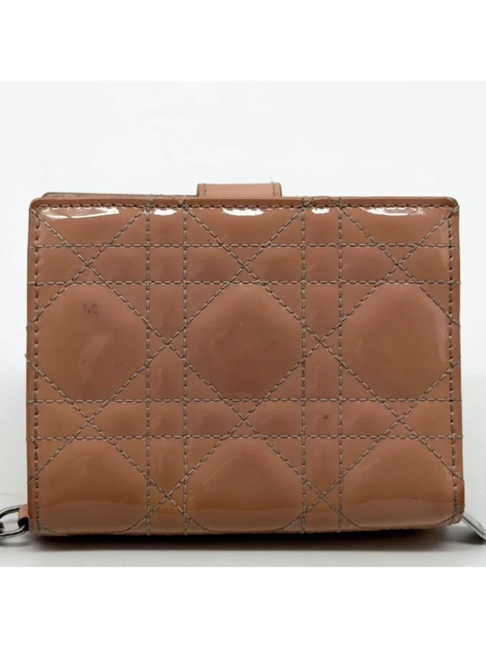 Dior Lady Dior Cannage Lotus Wallet Patent Pink